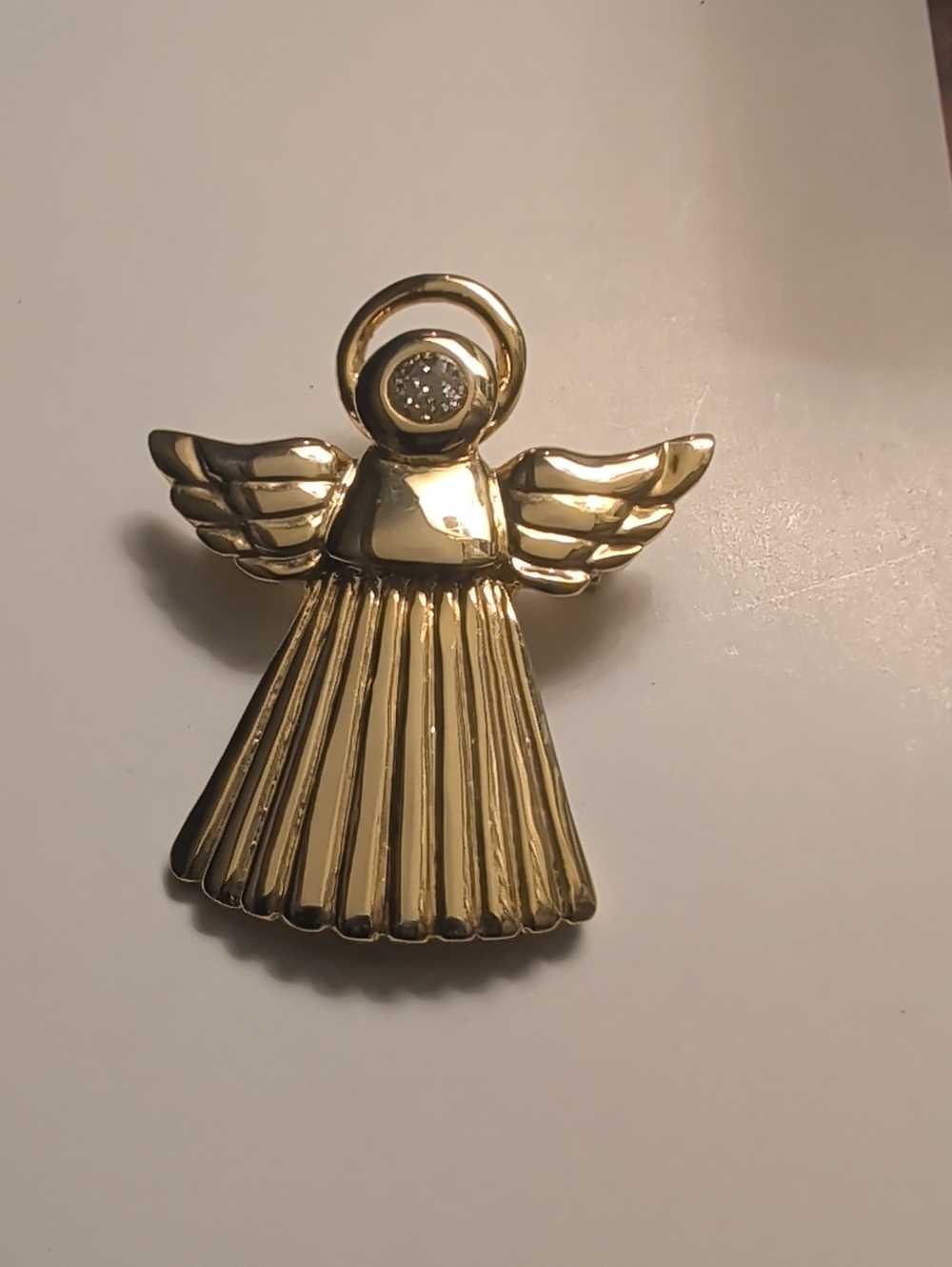 Angel Brooch pin Crystal Accent AAI signed Memory Holiday Christian Vintage